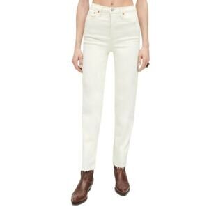 RE/DONE Orginals 90s High Rise Ankle Crop Raw Hem Women Vintage White 30